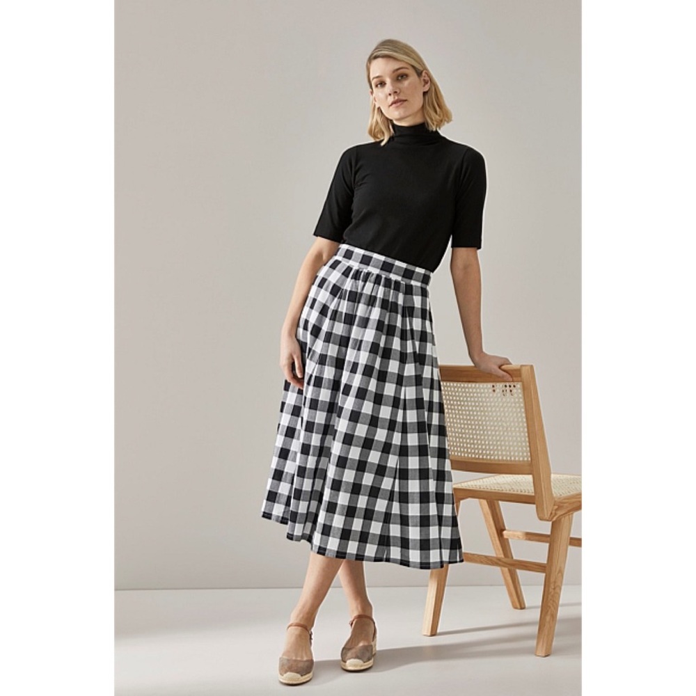 Anthropologie gingham midi skirt